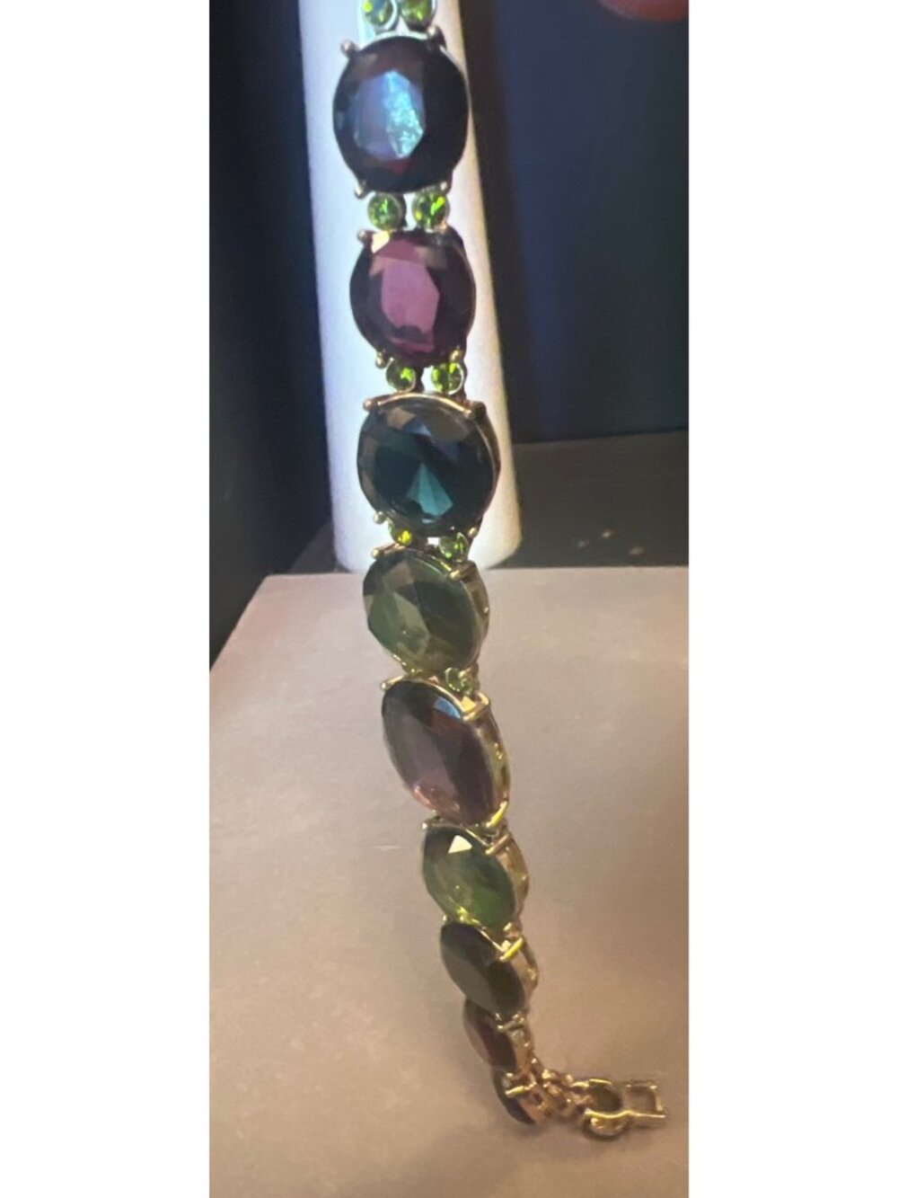 Monet Multicolor Gemstone Bracelet Gold-Tone Oval & Round Accents